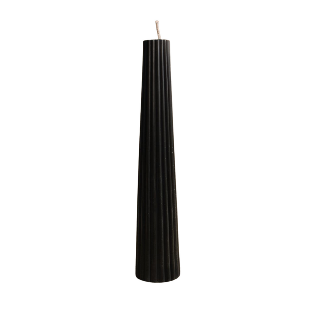 Fluted Pillar Candle, Black